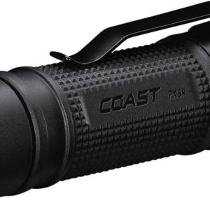 Coast PX9R Rechargeable LED Flashlight with Dual Optic Lighting, Pocket Clip and Grip-Textured Handle, 1000 Lumens