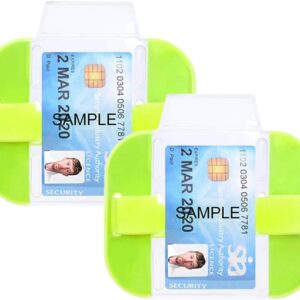 GOGO 2 Pack SIA Security ID Badge Holders High Visibility Bright Armbands-Lime